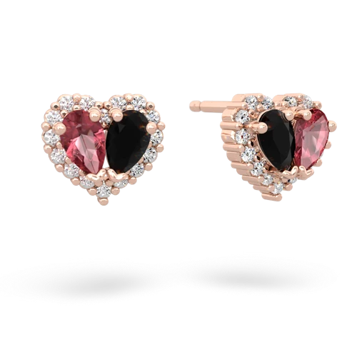 tourmaline-onyx halo-heart earrings