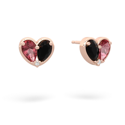 tourmaline-onyx one heart earrings