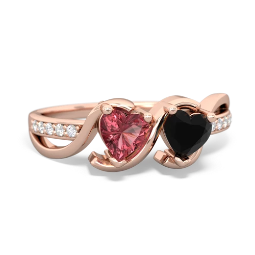 tourmaline-onyx double heart ring