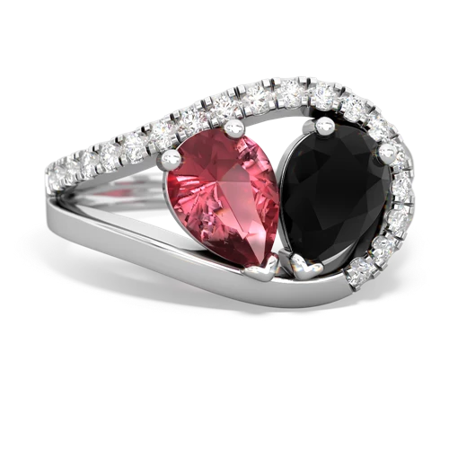 tourmaline-onyx pave heart ring