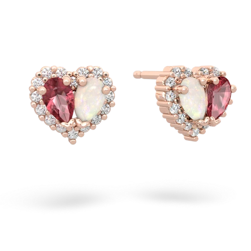 tourmaline-opal halo-heart earrings