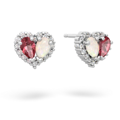tourmaline-opal halo-heart earrings