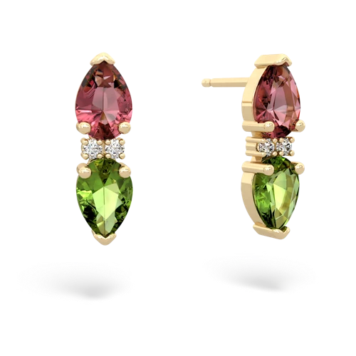 tourmaline-peridot bowtie earrings