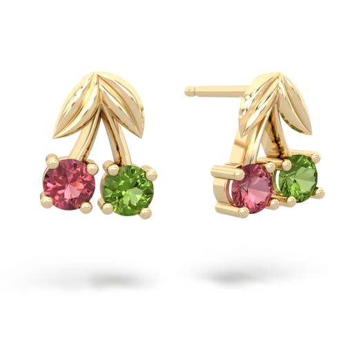 tourmaline-peridot cherries earrings