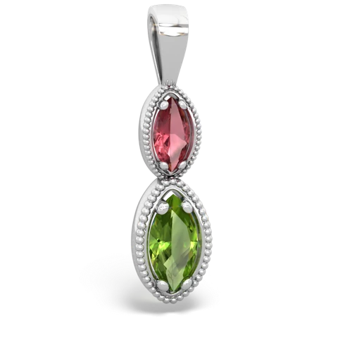 tourmaline-peridot antique milgrain pendant