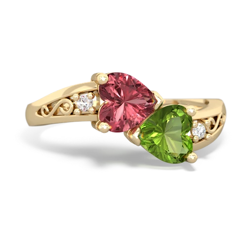 tourmaline-peridot filligree ring