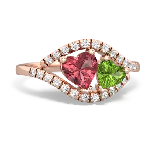 tourmaline-peridot mother child ring