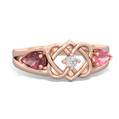 tourmaline-pink sapphire double heart ring