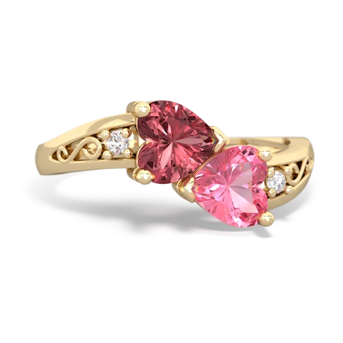 tourmaline-pink sapphire filligree ring