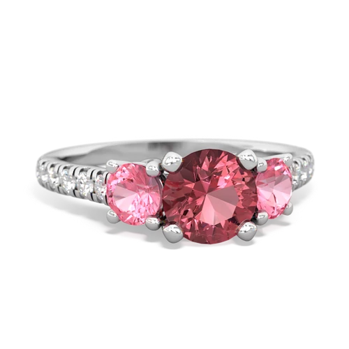 tourmaline-pink sapphire trellis pave ring