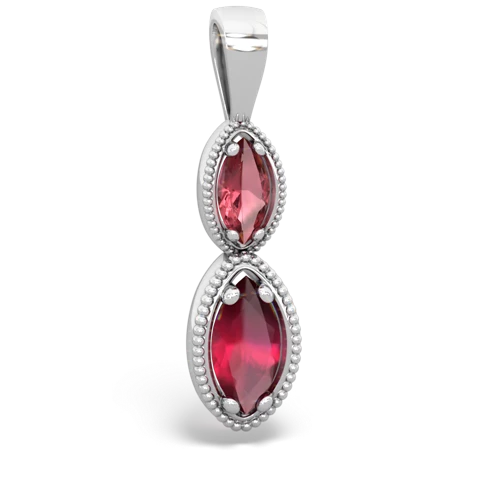 tourmaline-ruby antique milgrain pendant