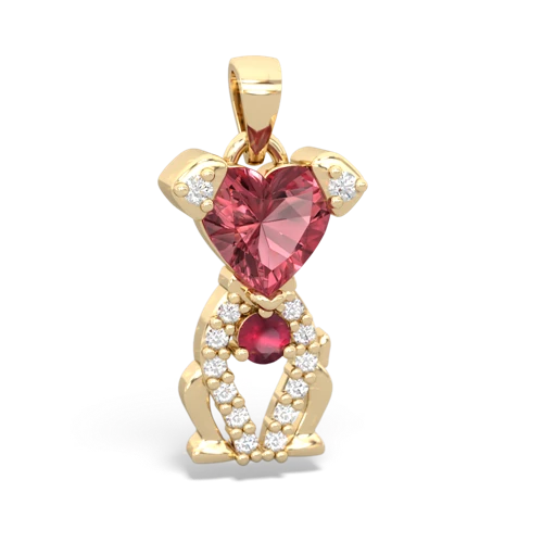 tourmaline-ruby birthstone puppy pendant