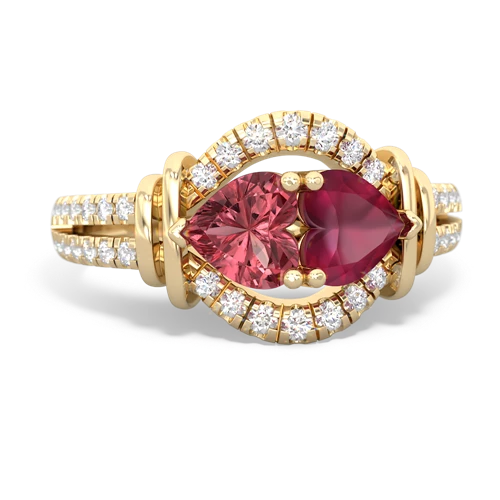 tourmaline-ruby pave keepsake ring