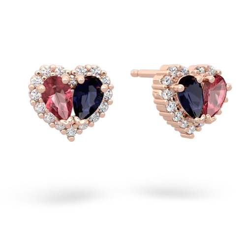 tourmaline-sapphire halo-heart earrings