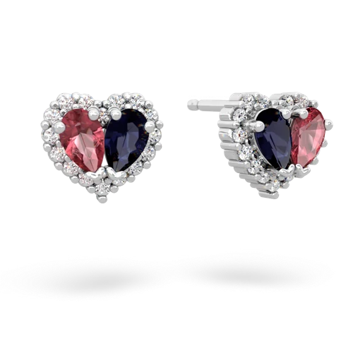 tourmaline-sapphire halo-heart earrings