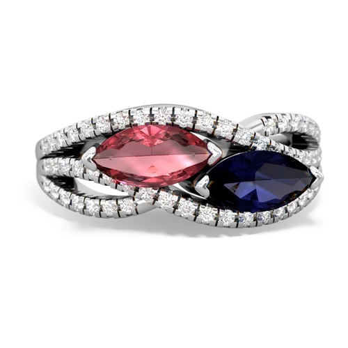 tourmaline-sapphire double heart ring