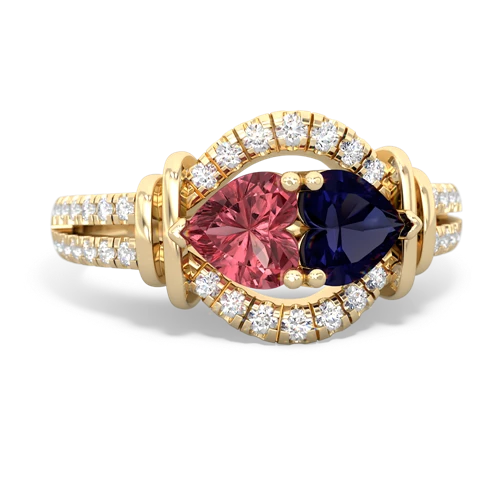 tourmaline-sapphire pave keepsake ring