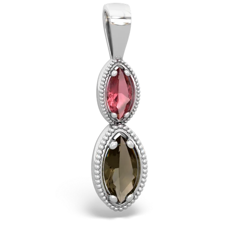 tourmaline-smoky quartz antique milgrain pendant