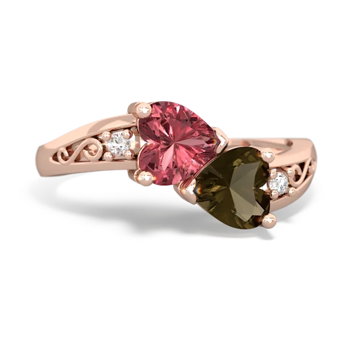 tourmaline-smoky quartz filligree ring