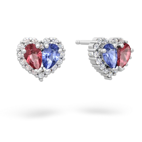 tourmaline-tanzanite halo-heart earrings