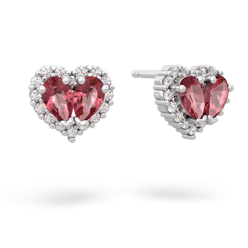 tourmaline-tourmaline halo-heart earrings