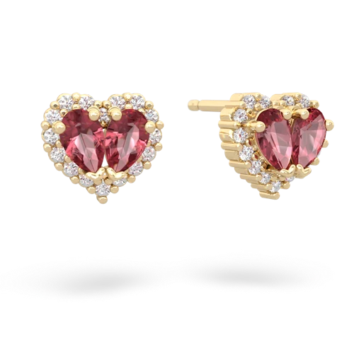 tourmaline-tourmaline halo-heart earrings