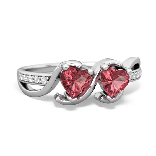 tourmaline-tourmaline double heart ring