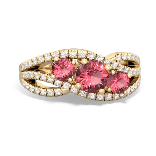 ruby-sapphire three stone pave ring