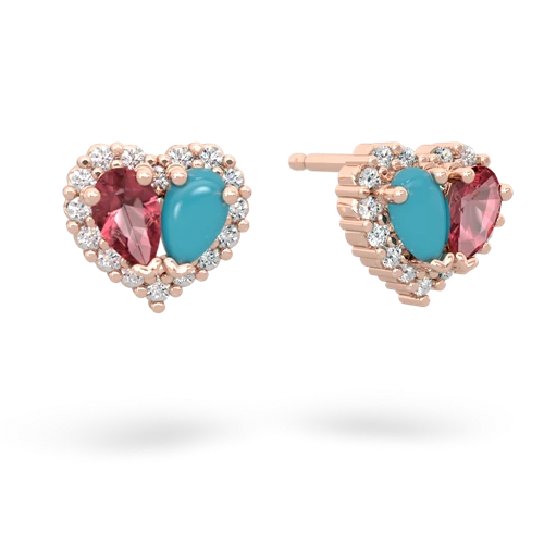 tourmaline-turquoise halo-heart earrings