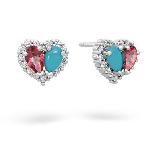 tourmaline-turquoise halo-heart earrings