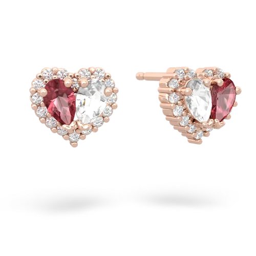 tourmaline-white topaz halo-heart earrings