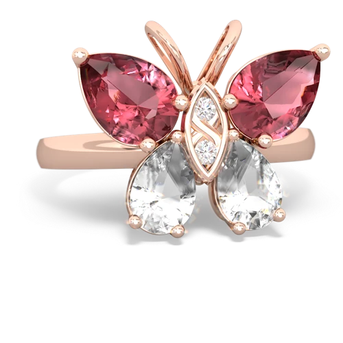 tourmaline-white topaz butterfly ring