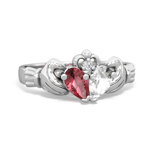 tourmaline-white topaz claddagh ring