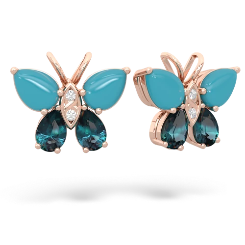 turquoise-alexandrite butterfly earrings