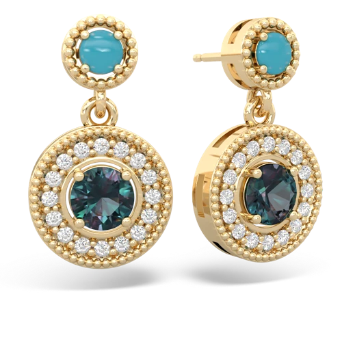 turquoise-alexandrite halo earrings