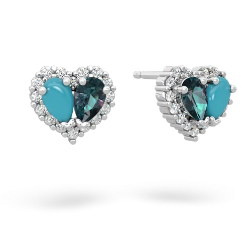 turquoise-alexandrite halo-heart earrings