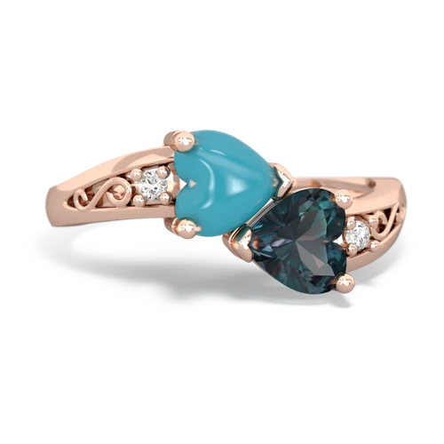 turquoise-alexandrite filligree ring