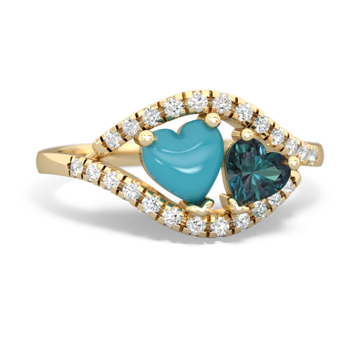 turquoise-alexandrite mother child ring