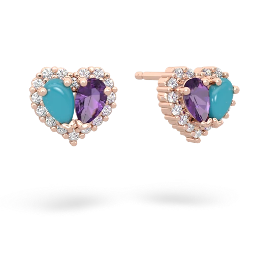 turquoise-amethyst halo-heart earrings