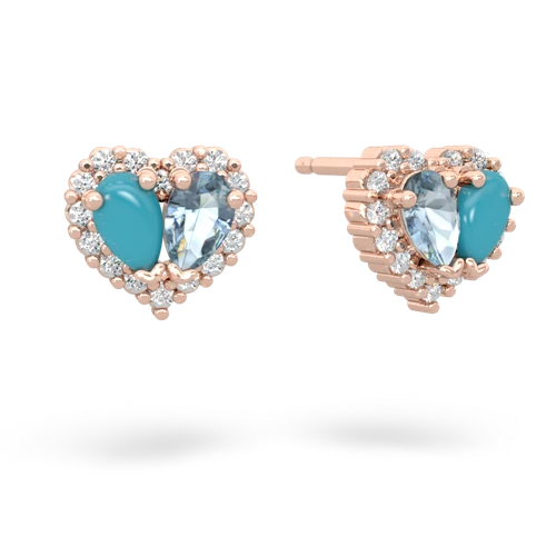 turquoise-aquamarine halo-heart earrings