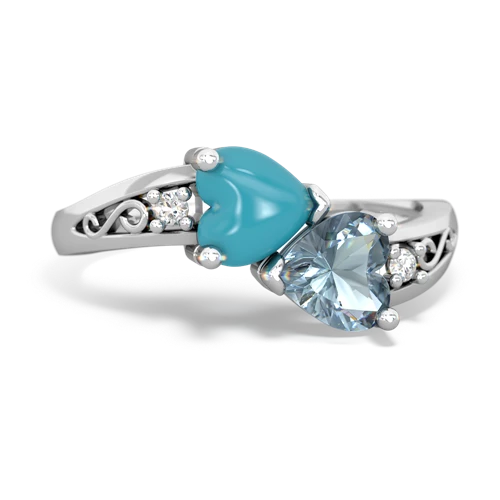 turquoise-aquamarine filligree ring