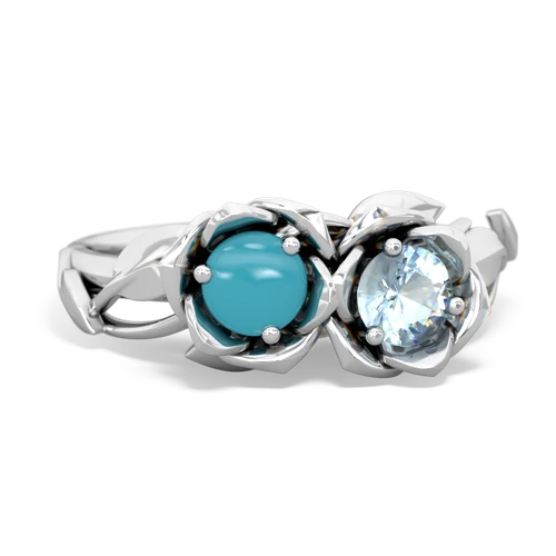 turquoise-aquamarine roses ring