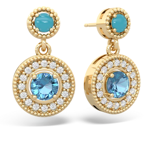 turquoise-blue topaz halo earrings