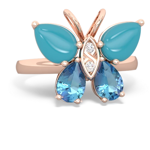 turquoise-blue topaz butterfly ring