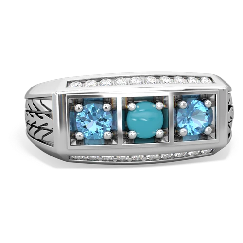 turquoise-blue topaz three stone ring