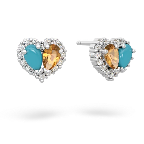 turquoise-citrine halo-heart earrings