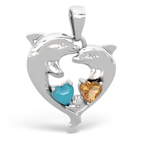 turquoise-citrine dolphins pendant