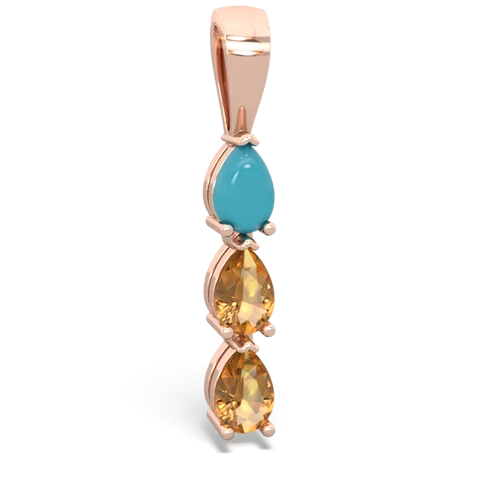 turquoise-citrine three stone pendant