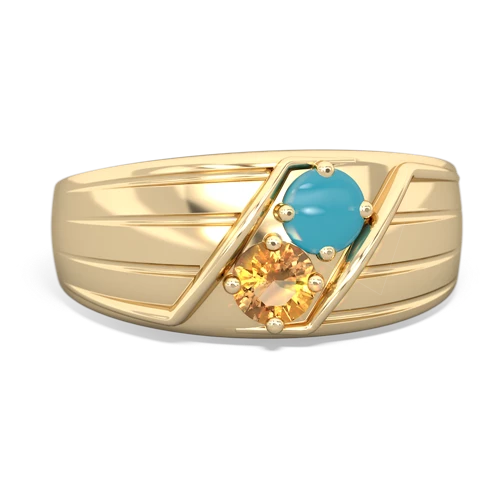 turquoise-citrine mens ring