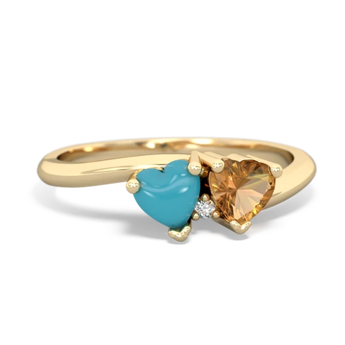 turquoise-citrine sweethearts promise ring